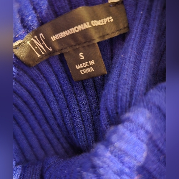 INC International Concepts Blue Ribbed Sweater Women’s Small - Picture 4 of 5